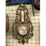 GILDED BAROMETER THERMOMETER GLASS A/F
