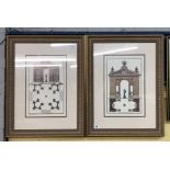 PAIR OF FRENCH ARCHITECTURAL DESIGN PRINTS IN ORNATE GILDED FRAMES