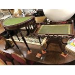 REPRODUCTION MAHOGANY LEATHER AND GALLERY TOPPED OCCASIONAL TABLE