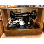 CASED SINGER SEWING MACHINE WITH TREADLE PEDAL