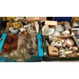THREE BOXES OF CUT AND PRESSED GLASSWARES, VARIOUS COLLECTORS PLATES,