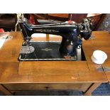 WALNUT CABINET SINGER SEWING MACHINE