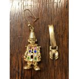 9CT GOLD JEWELLED CLOWN PENDANT WITH EARRING FASTENER 3.