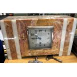 FRENCH MARBLED ART DECO MANTEL CLOCK