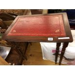 LEATHER TOPED MAHOGANY NEST OF TWO TABLES