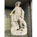 VICTORIAN STAFFORDSHIRE FLAT BACK FIGURE OF THE HUNTSMAN