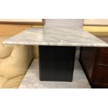 SINGLE BLACK ASH SQUARE BASED MARBLE TOPPED TABLE