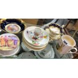 SHELF OF VICTORIAN MINIATURE CUP AND SAUCER, ROYAL CROWN DERBY DEWSBURY SAUCERS,