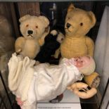 PIGEONHOLE CONTAINING VINTAGE PLUSH BEARS,