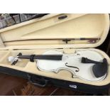 CASED WHITE PAINTED MODERN VIOLIN