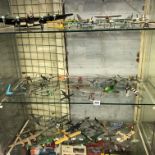 THREE SHELVES OF AIR FIXED MODEL WWI/WWII BI PLANES,