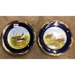 PAIR OF SPODE HAND PAINTED BIRD PLATES