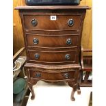 MAHOGANY MINIATURE SERPENTINE CHEST OF FOUR DRAWERS