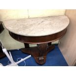 VICTORIAN DEMI-LUNE MAHOGANY DRESSING TABLE AND A DUCHESS MARBLE TOP WASH STAND A/F