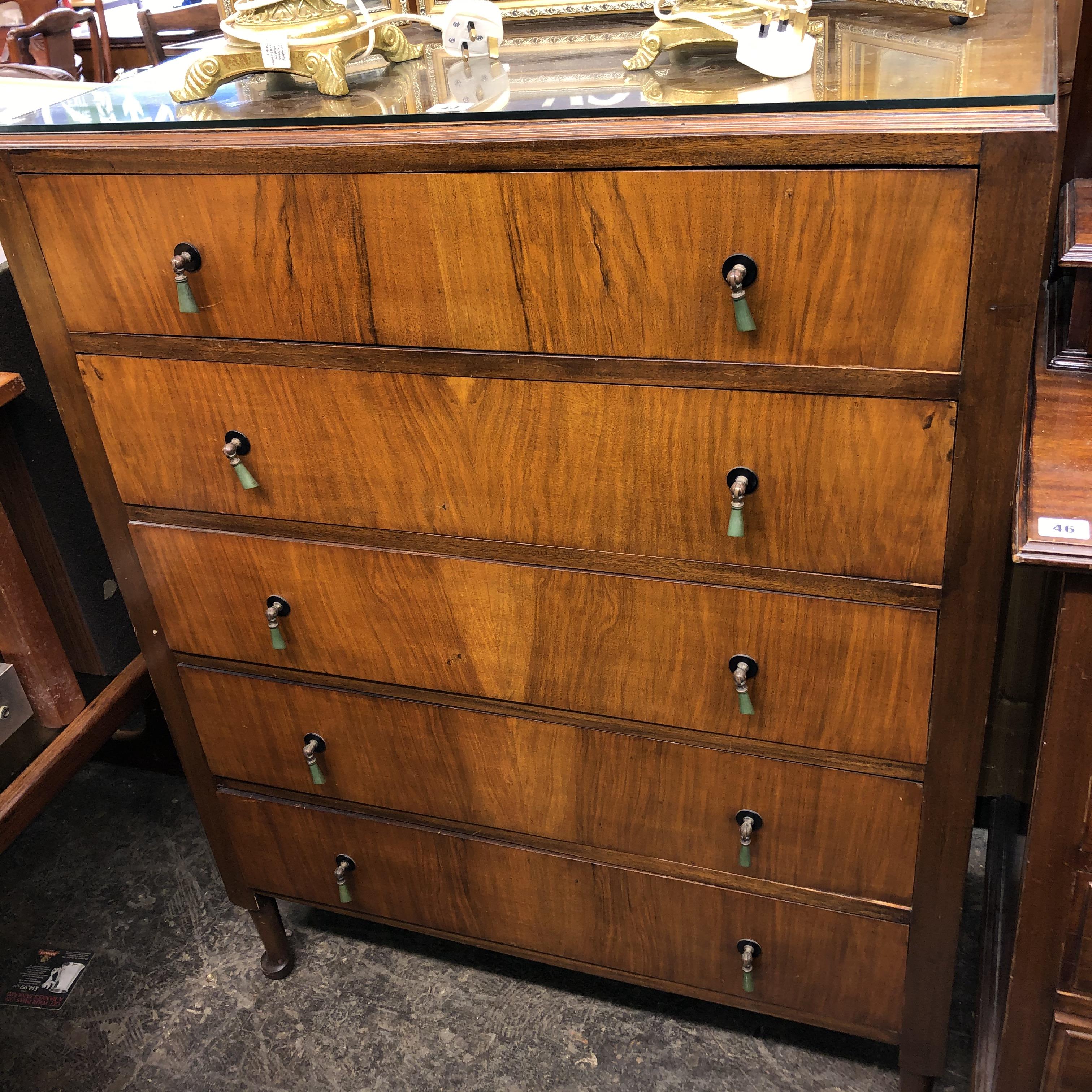 WALNUT FIVE DRAWER CHEST