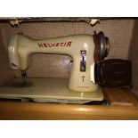 WALNUT CASED BSM SEWING MACHINE AND AN HELVITA SEWING MACHINE