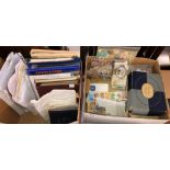 TWO BOXES AND VARIOUS ENVELOPES OF WORLD POSTAGE STAMPS AND FIRST DAY COVERS