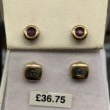 TWO PAIRS OF 9CT GOLD STUD EARRINGS