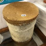 AFRICAN ANIMAL HIDE COVERED DRUM