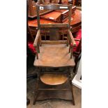 EDWARDIAN BEECH FOLDING HIGH CHAIR,