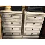 PAIR OF CREAM AND GREY FRONTED FOUR DRAWER CHESTS