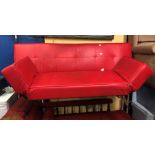 RED PATCH WORK LEATHER MODERN SOFA DAY BED