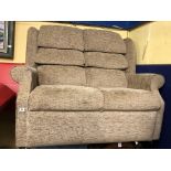 BROWN OATMEAL FABRIC TWO SEATER SOFA