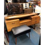 1970S TEAK DRESSING TABLE AND STOOL