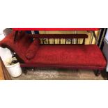 EDWARDIAN RED FABRIC UPHOLSTERED CHAISE LONGUE