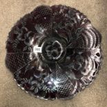 MAUVE ETCHED GLASS LOBED PLATE