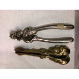 TWO PAIR OF NOVELTY BRASS AND STEEL NUT CRACKERS