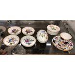 ROYAL WORCESTER IMARI FLOWERS CUP AND SAUCER, ROYAL WORCESTER PIN DISHES,
