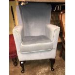 SKY BLUE DRALON WING BACK ARMCHAIR