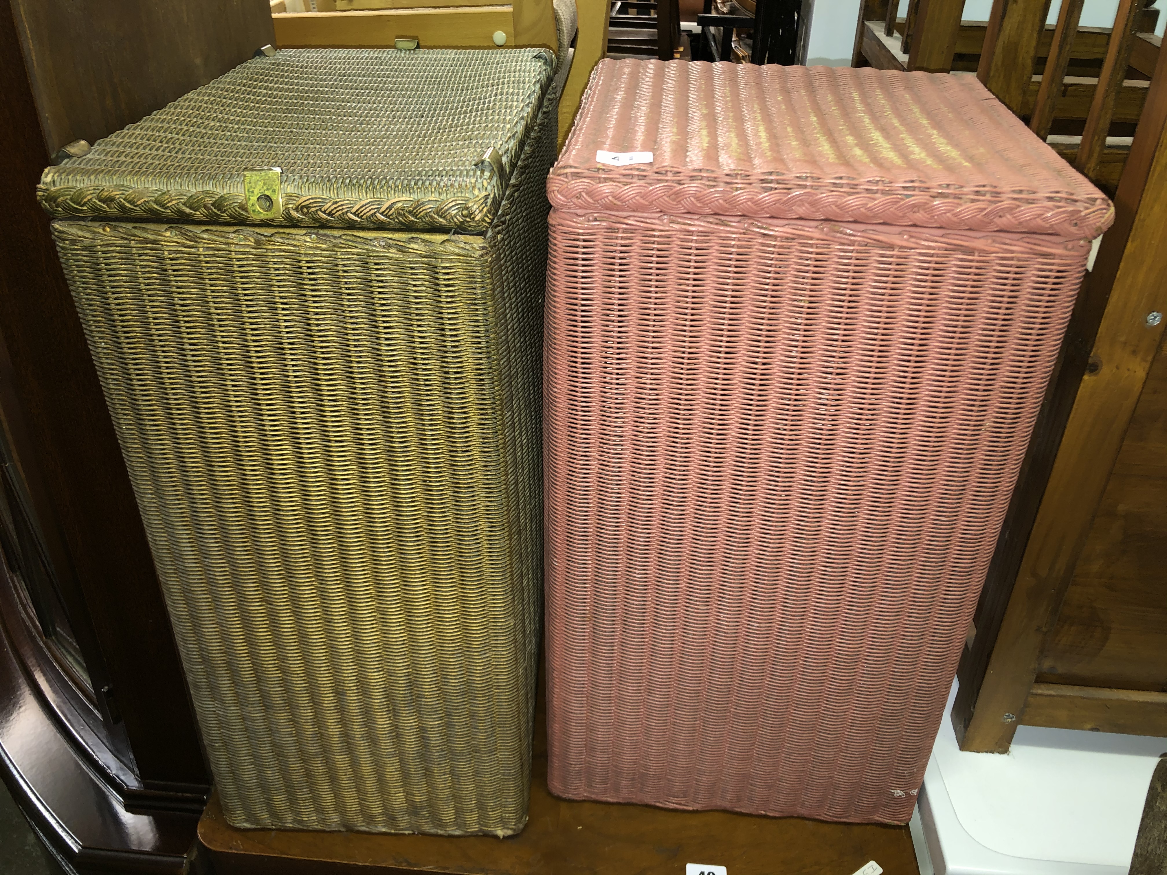 TWO LLOYD LOOM LINEN BINS