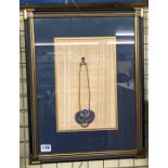 PAINTING ON PAPYRUS OF A SCARAB AMULET SIGNED,