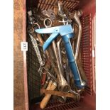 CARTON OF HEAVY DUTY RING SPANNERS, CHISELS,