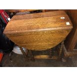 SMALL OAK BARLEY TWIST DROP LEAF TABLE