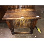 REPRODUCTION OAK CARVED BOX STOOL