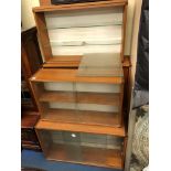 1960S/70S TEAK SLIDING GLASS DOOR WALL CUPBOARDS AND SHELF