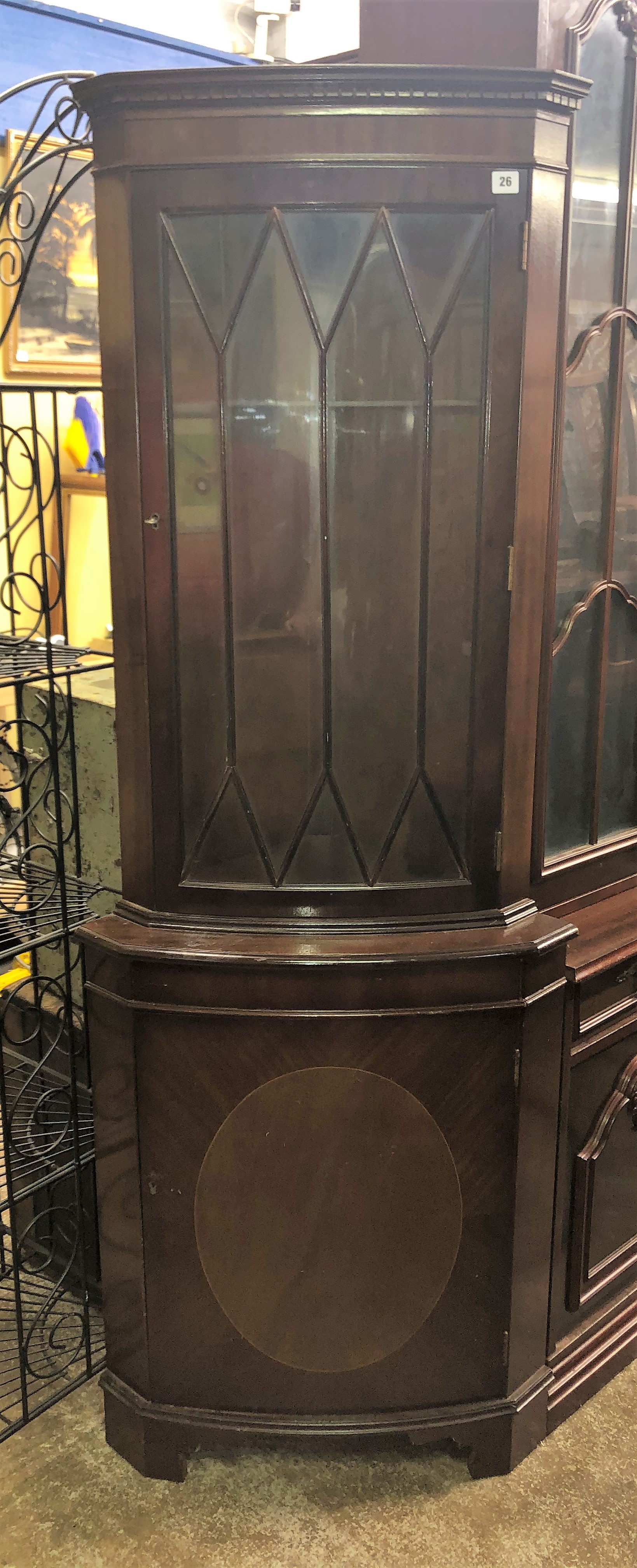 MAHOGANY ASTRAL GLAZED CORNER CUPBOARD