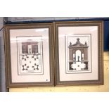 PAIR OF FRENCH ARCHITECTURAL DESIGN PRINTS IN ORNATE GILDED FRAMES