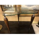 GLASS TOPPED KIDNEY SHAPED OCCASIONAL TABLE