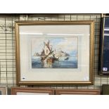 FRAMED WATERCOLOUR SAILING IN VENICE