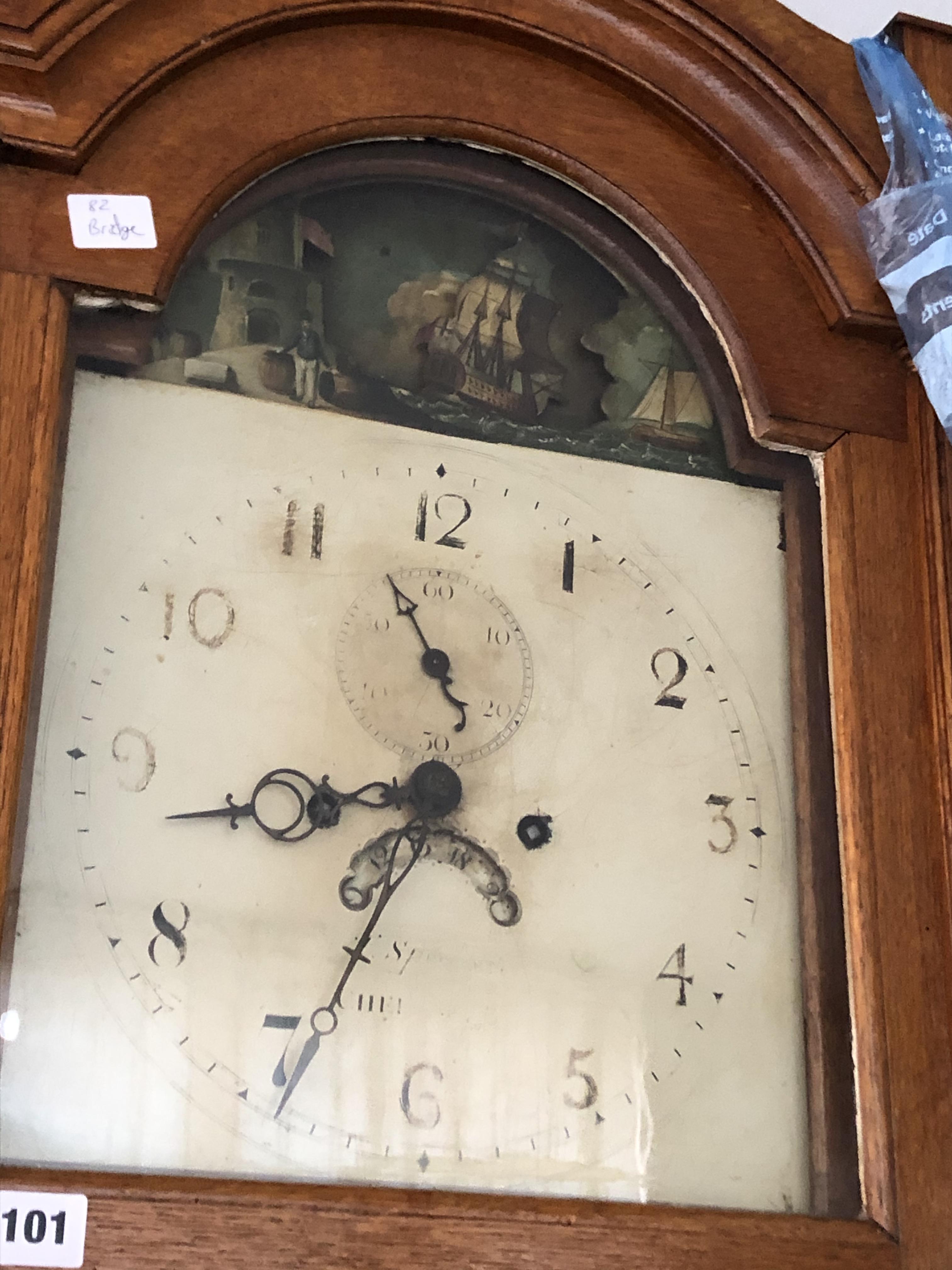 19TH CENTURY EIGHT DAY OAK LONG CASED CLOCK HAVING MOON ROLLER MOVEMENT - Image 2 of 2