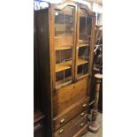 OAK LEADED GLAZED BOOKCASE