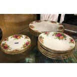 ROYAL ALBERT OLD COUNTRY ROSES DINNER PLATES, DESSERT BOWLS,