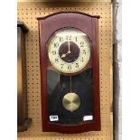 SEIKO QUARTZ CLOCK RED WOOD WALL CLOCK