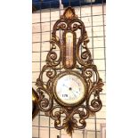 GILDED BAROMETER THERMOMETER GLASS A/F