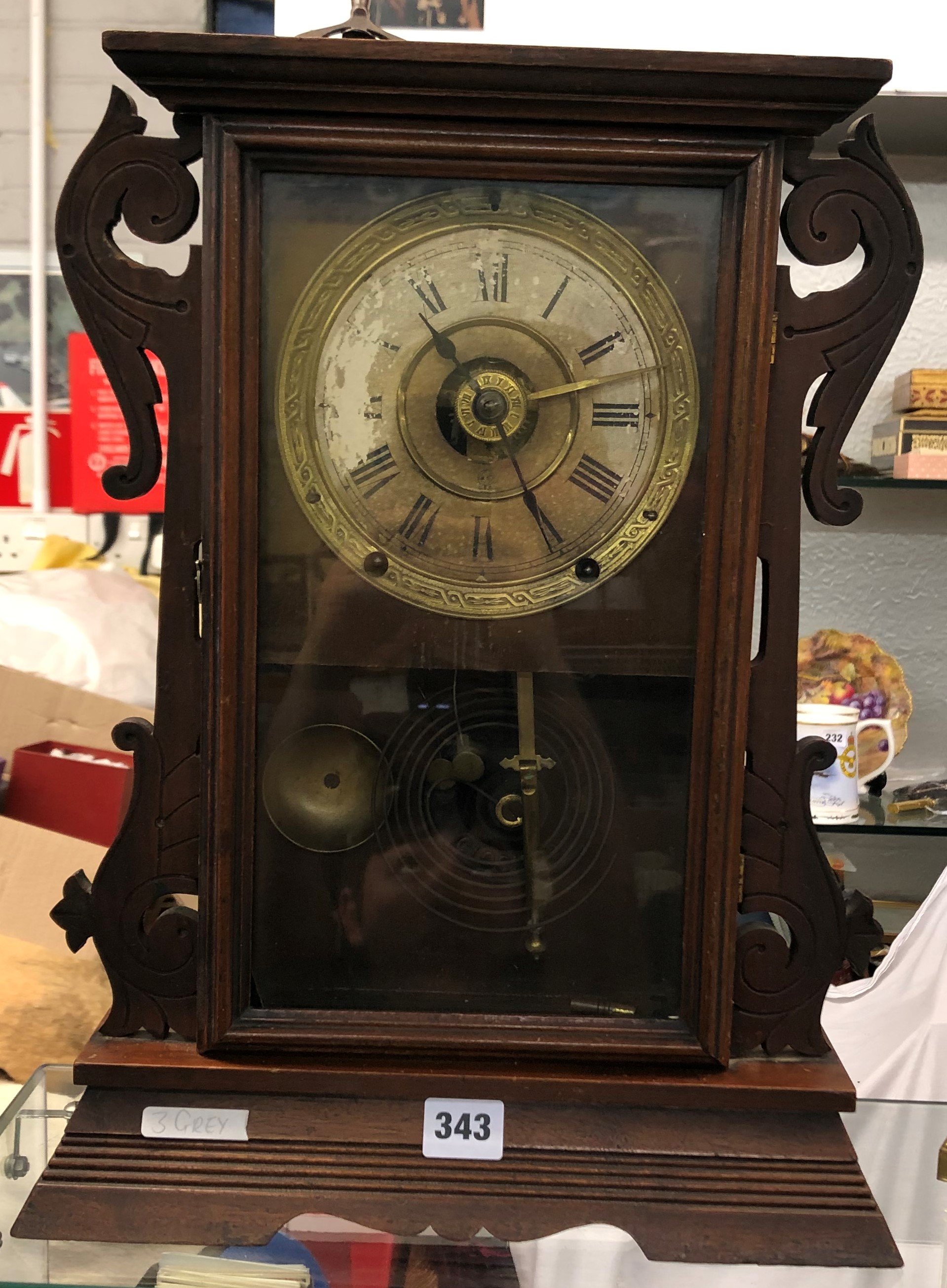 19TH CENTURY GINGER BREAD TYPE SHELF CLOCK