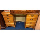 PINE EIGHT DRAWER KNEEHOLE DRESSING CHEST